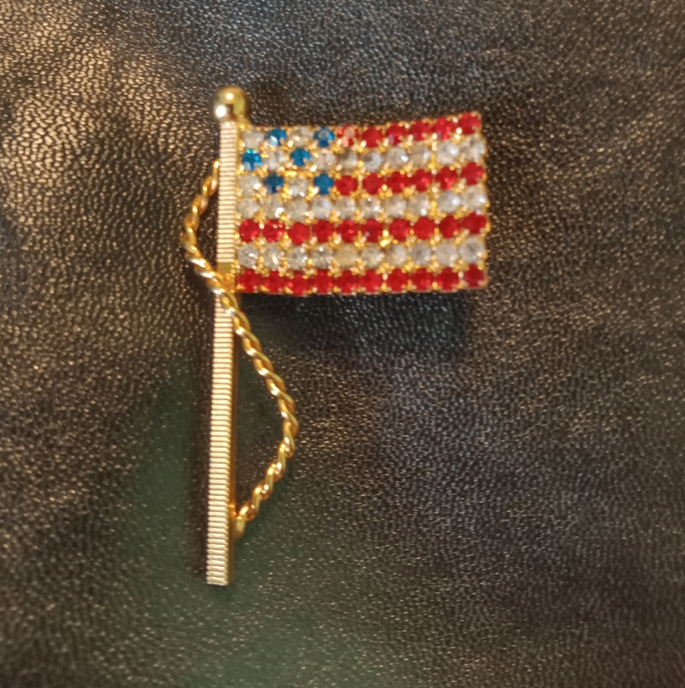 American flag gold-toned brooch